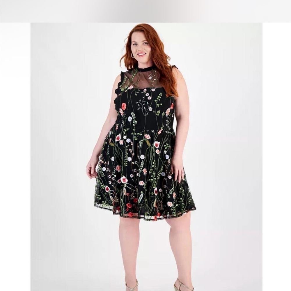 City Studio Black Floral Midi Dress